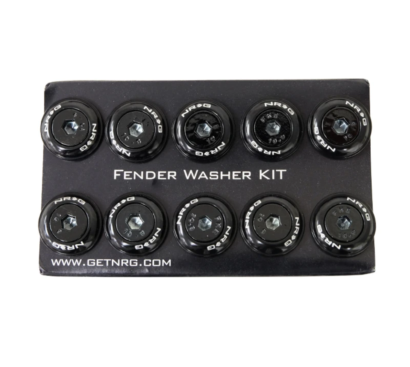 NRG Fender Washer Kit with Color Matched M6 Bolt Rivets for Plastic (Black) - Set of 10