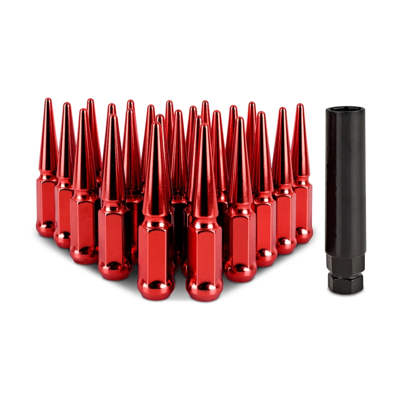 Mishimoto Stahl Stachel Radmuttern M14 x 1,5 24-teiliges Set Rot