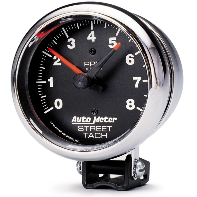 Autometer Traditionelles Chrom 3-3/4in 8k mit roter Linie Tachometer