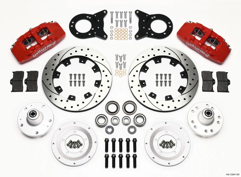 Wilwood Dynapro 6 Vorderes Naben-Kit 12,19 Zoll Loch Rot 1965-1969 Mustang Disc & Drum Spindel