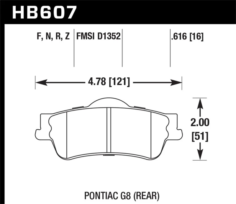 Hawk 08-09 Pontiac G8 3.6 Basis/6.0 HPS Straßen-Bremsbeläge hinten