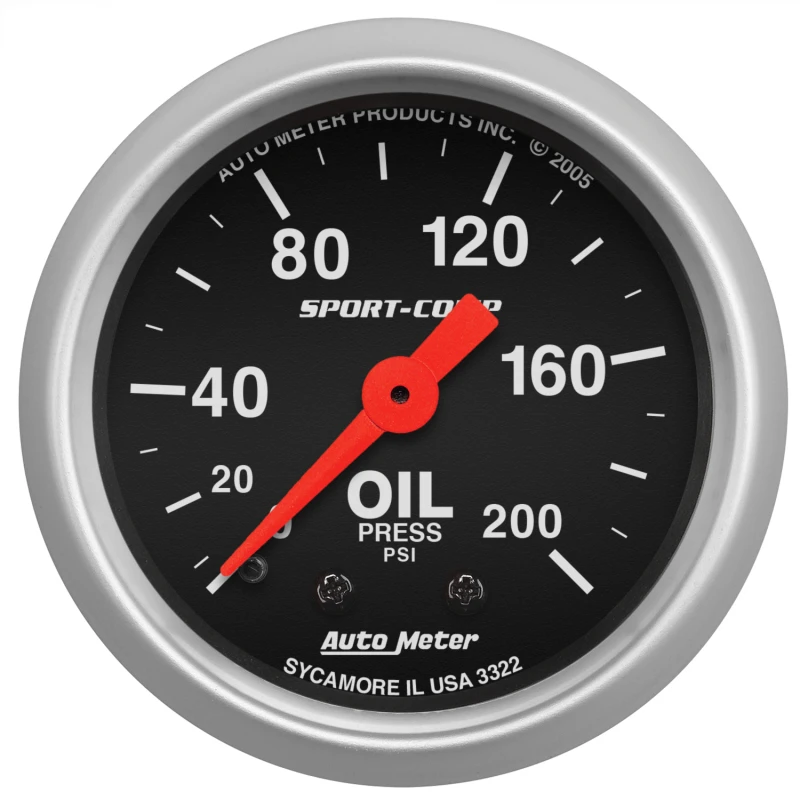 Autometer Sport Comp 52mm Mechanical 0-200 PSI Oil Pressure Gauge