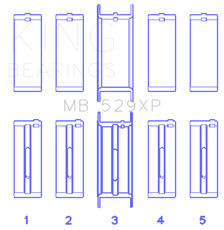 King Ford 260ci/289ci/302/5.0L Windsor (Size STDX) Crankshaft Main Bearing Set (Set of 5)
