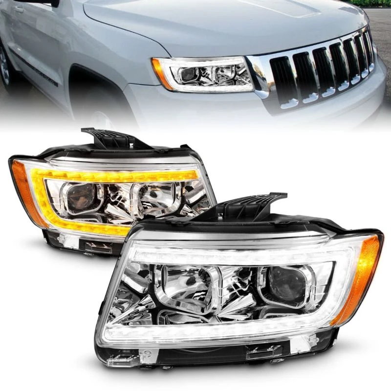 ANZO 11-13 Jeep Grand Cherokee (Fabrik-Halogen nur) Projektor-Scheinwerfer mit Lichtleiste Swchbk Chrom