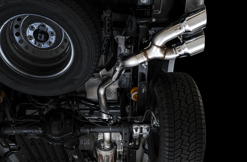 AWE Tuning 2019+ Ford Ranger 0FG Leistungsauspuffanlage mit Chrom-Silber-Tips und Bash-Guard
