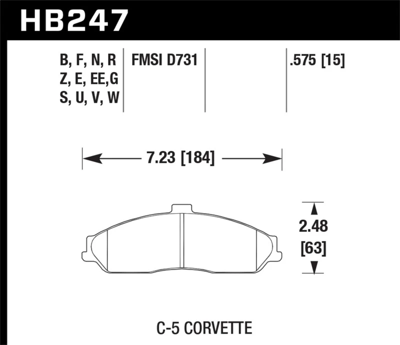 hawk-performance_HB247Q.575-679341cb59054 Hawk 04-09 Cadillac XLR / 97-11 Chevrolet Cadillac / 05-06 Pontiac GTO DTC-70 Vordere Rennbremsbeläge