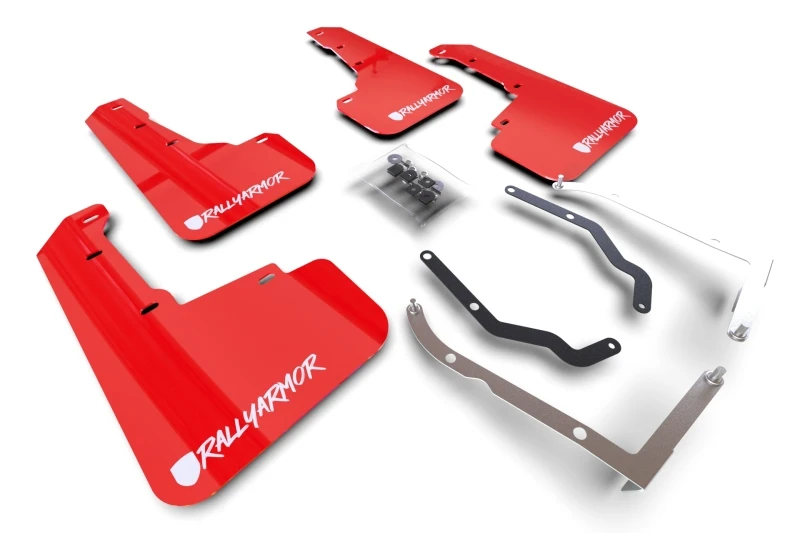 Rally Armor Red UR Mud Flaps - White Logo Altered Font for 18-23 Subaru Crosstrek