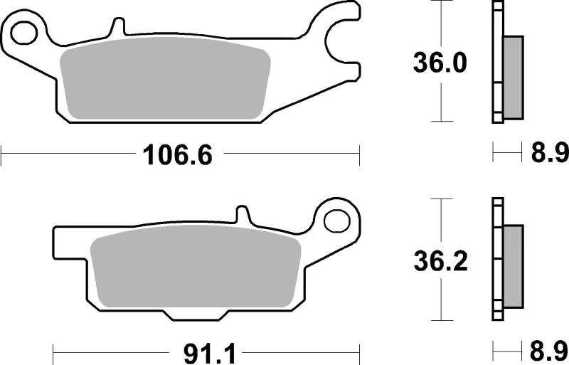 Brembo OE Bremsbelag hinten für 09-16 Yamaha YFM FGPW Grizzly 550cc links