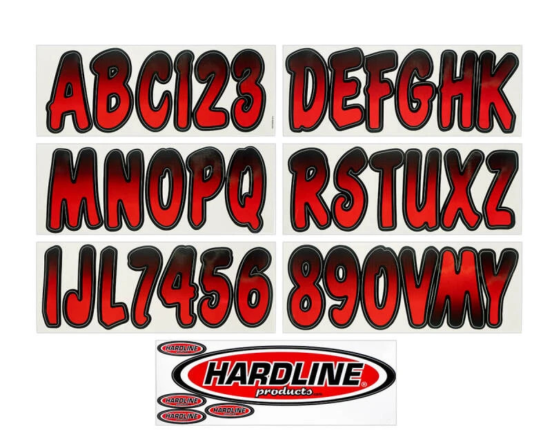 Hardline Bootsbeschriftungsset 3 Zoll – 200 Rot/Schwarz