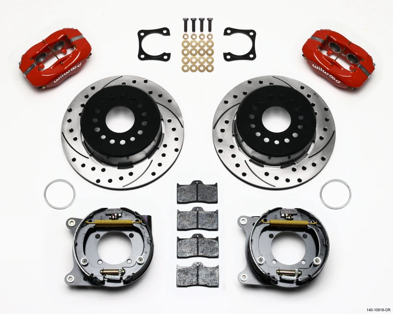Wilwood Forged Dynalite P/S Parkbremse-Kit gebohrt rot Chevy 12 Bolt-Spec 3,15 Zoll Brng Stggrd mt