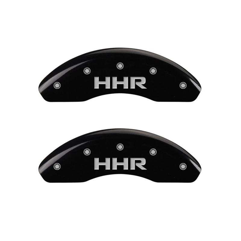 MGP Vordere Satz 2 Bremse Caliper Abdeckungen Graviert Vorne HHR Schwarz finish silber ch