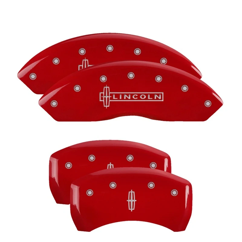 MGP 4 Bremssattel-Abdeckungen Gravur Vorne Lincoln Gravur Hinten Star-Logo Rot Finish Silber