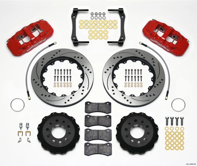 Wilwood AERO4 Hinterrad-Bremse-Kit 14,25 Zoll gebohrt rot für Corvette C7 ab 2014