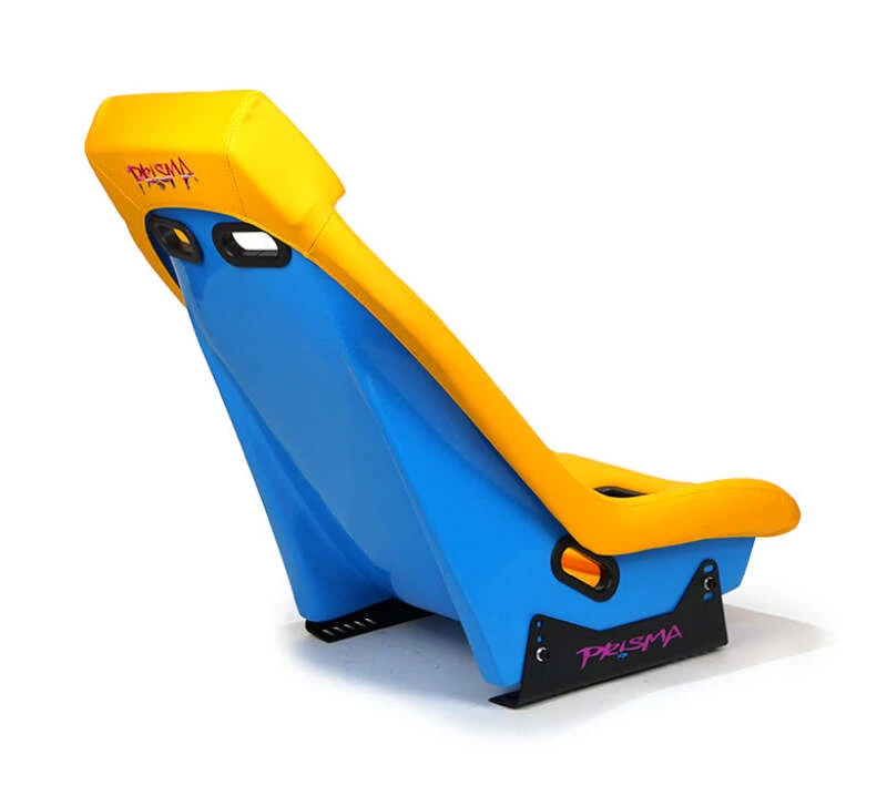 NRG GT Retro Bucket Seat - Gelb PVC-Leder Gelbe Stickerei Off-Weißes Fiberglas-Rücken