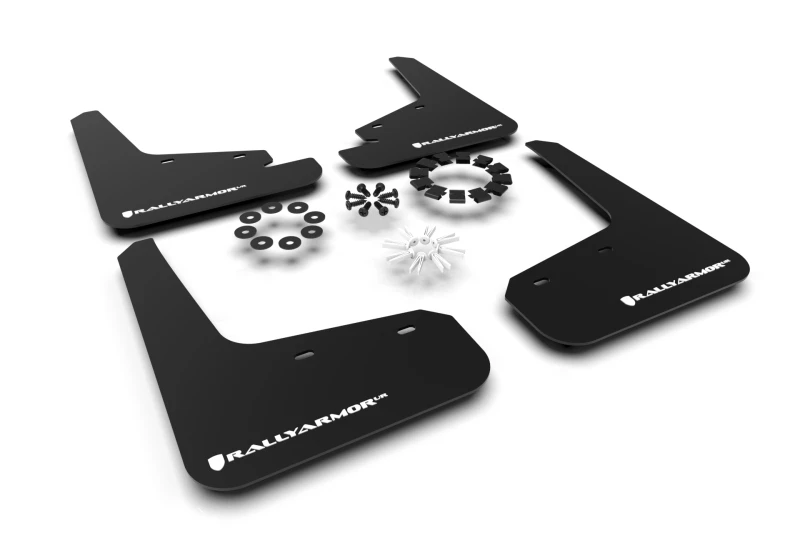 Rally Armor 20-24 Tesla Model Y Schwarzes UR-Schlammschutz mit weißem Logo