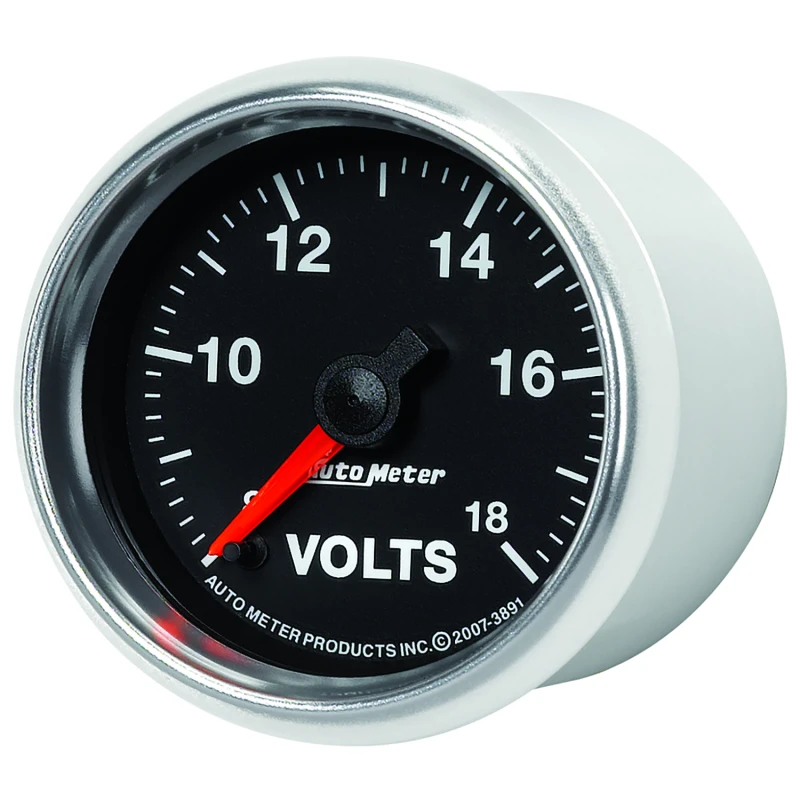Autometer GS Series 2-1/16in Voltmeter 18V Electrical Gauge Full Sweep