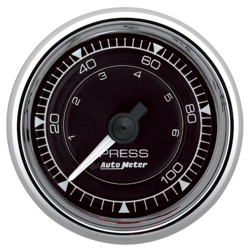 Autometer Chrono 2-1/16in 100PSI Mechanical Pressure Gauge - Chrome