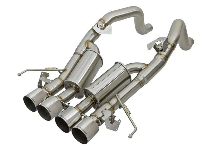 aFe MACHForce XP 3in-2 1/2in Axle-Endschalldämpfer 304SS Edelstahl mit polierten Endrohren 14-17 Chevy Corvette V8-6.2L