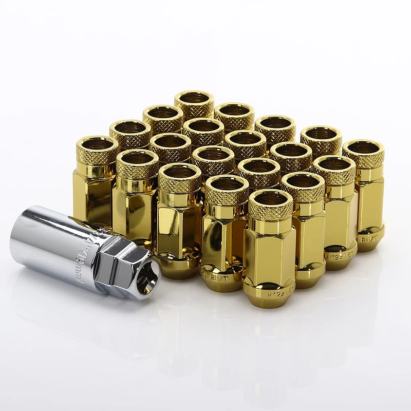 JR Stahl Lug Nuts Radmuttern für Honda, Mitsubishi, Mazda, Toyota (M12x1.5) Gold offen