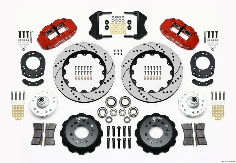 Wilwood Narrow Superlite 6R Vordere Nabe-Kit 14,00 Zoll Bohrung Rot 1965-1969 Mustang Trommel-Spindel