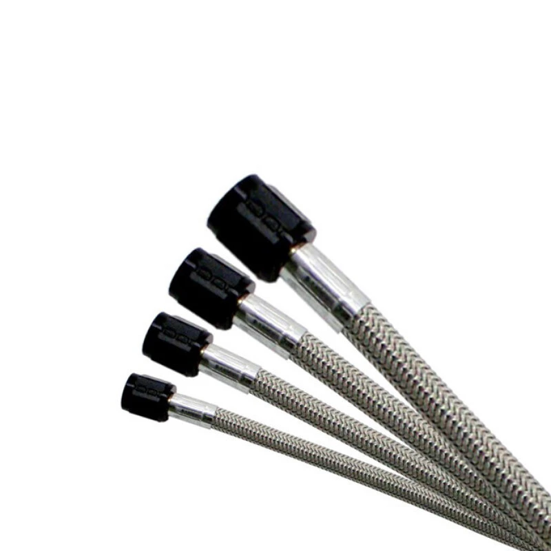 Nitrous Express 4AN 22in Stainless Braided Double SHO Hose (w/Black 3AN Ends - Both Ends)