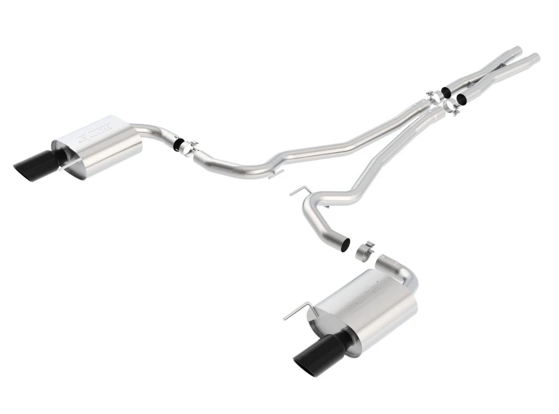 Borla S-Type Cat-Back 15-17 Ford Mustang GT 5.0L V8 MT/AT 2,5-Zoll-Rohr 4-Zoll-Tip (Schwarz-Chrom)