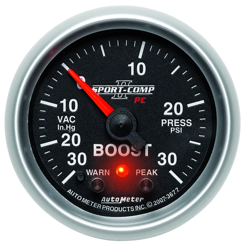 Autometer Sport-Comp II 52mm 30 IN HG / 30 PSI Electronic Boost/Vacuum Gauge