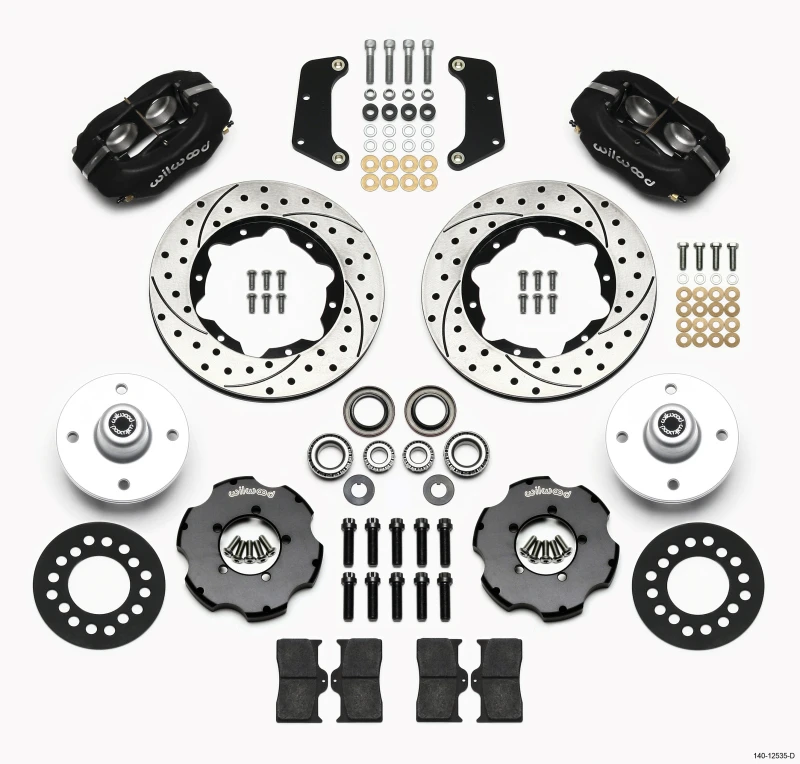 Wilwood Forged Dynalite Front-Kit 10,75 Zoll gebohrt rot 64-65 Mustang 6-Zylinder 4-Loch