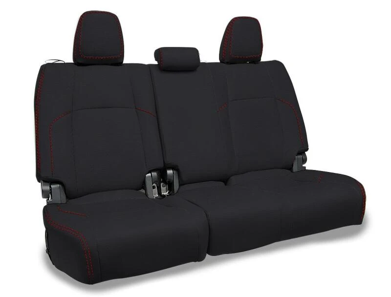 PRP 2024 Toyota Tacoma Rear Bench Covers - Black with Red Stitch