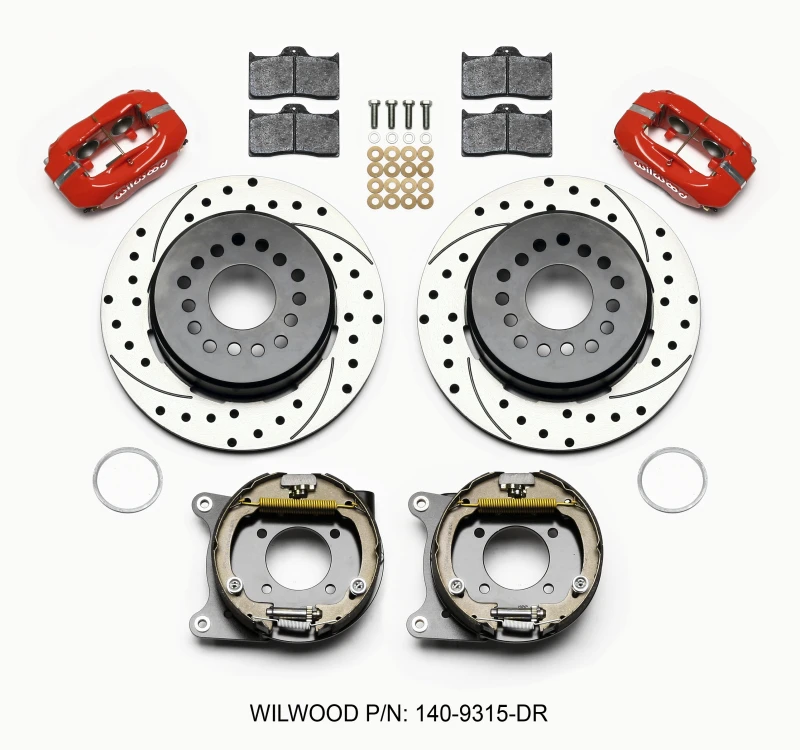 Wilwood Forged Dynalite P/S Parkbrems-Kit gebohrt rot 12 Bolt 2,75 Zoll Versatz versetzt Stoß