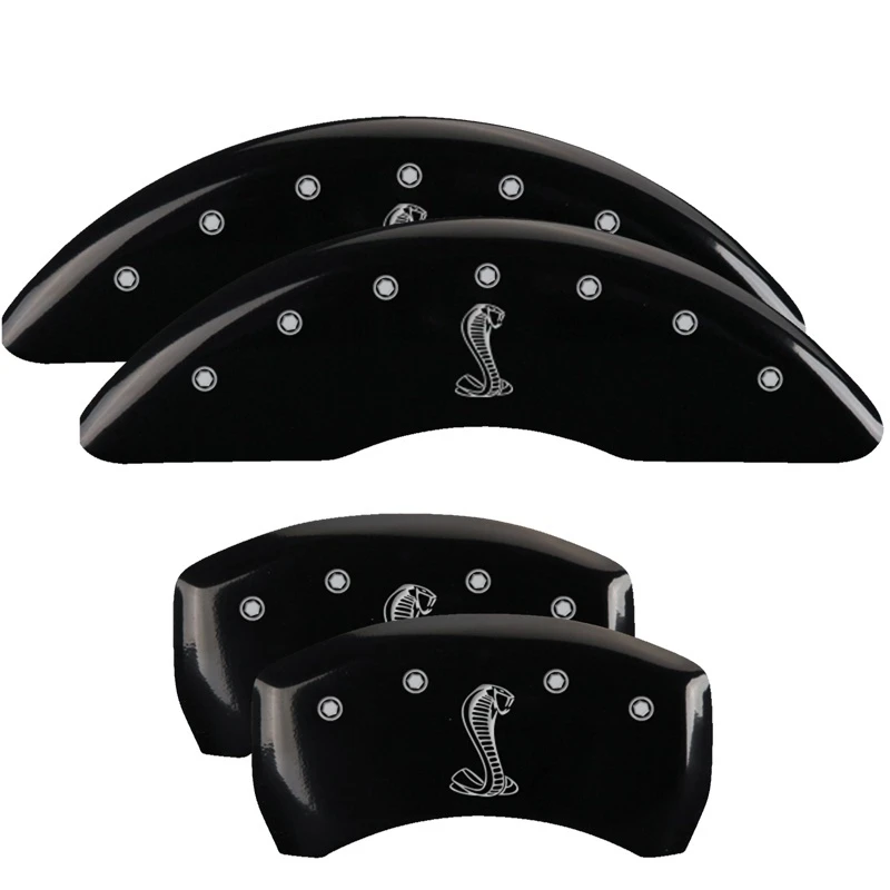 MGP 4 Bremssattel-Abdeckungen Graviert Vorne & Hinten Tiffany Snake Schwarz Silber eloxiert