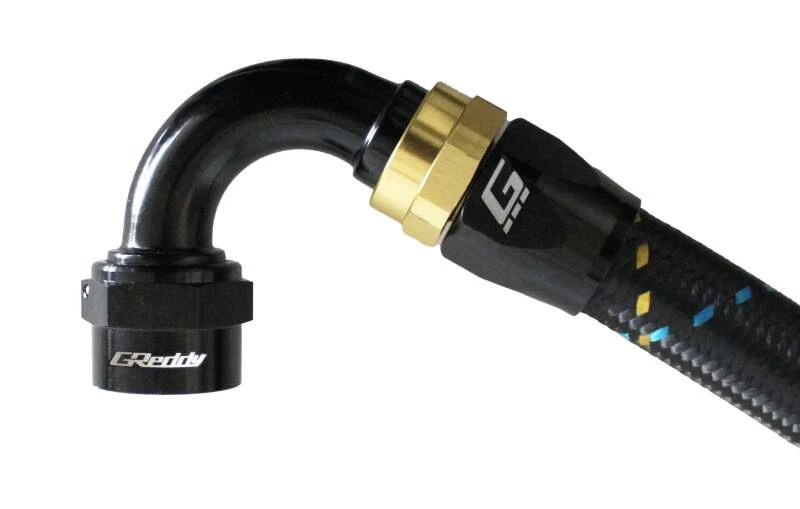 GReddy AN16 120 Degree Hose End Swivel Black/Gold Anodized
