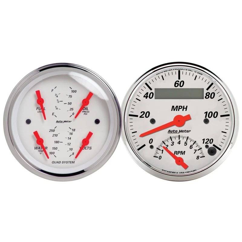 Autometer Arctic White 3-3/8 Quad-Anzeige und Tach/Speedo-Kombi