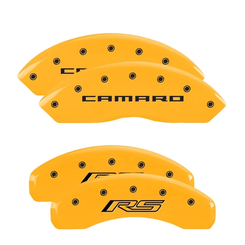 MGP 4 Bremse Caliper-Abdeckungen Gravur Front Gen 5/Camaro Gravur Heck Gen 5/RS Gelb Finish schwarz