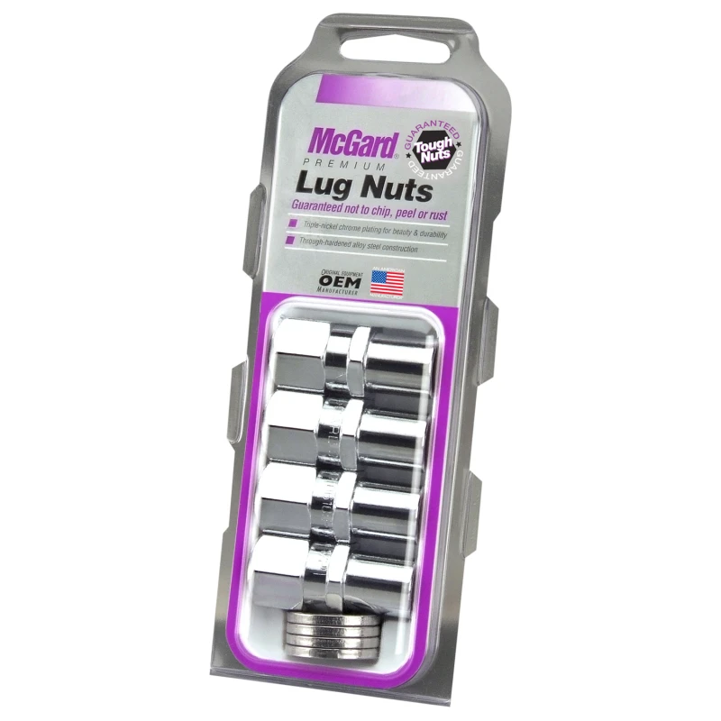 McGard Hex-Schraubenmutter (Drag-Racing-Reg.-Schaft) 7/16-20 / 13/16 Sechskant / 1,86 Zoll Länge (4er-Pack) - Chrom