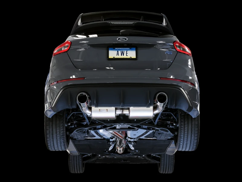 AWE Tuning Ford Focus RS Touring Edition Kat-Auspuffanlage - Nicht-resoniert - Diamantschwarze Endrohre