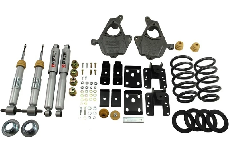 Belltech Tieferlegungskit 14 Chev/GM 1500 Ext/Crw Cab 2WD 3 Zoll oder 4 Zoll Ft/5 Zoll oder 6 Zoll Rr mit Stoßdämpfern