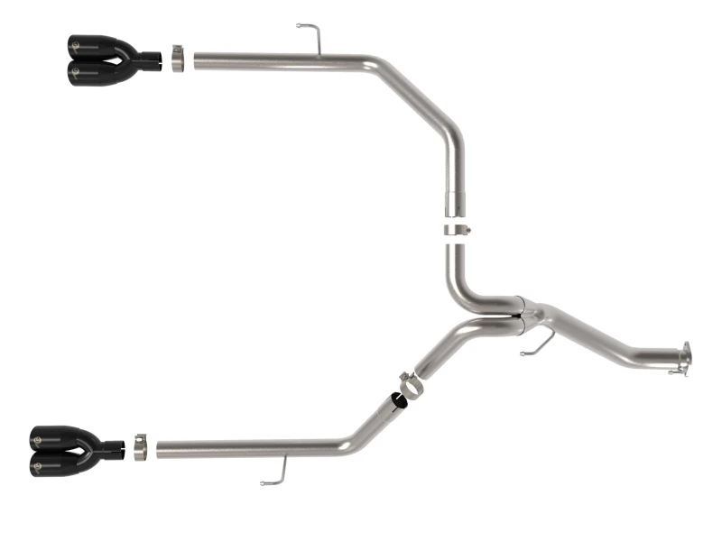 aFe Vulcan Serie 3in 304SS DPF-Back 21 Jeep Gladiator V6-3.0L (td) Dual Schwarzer Endrohr