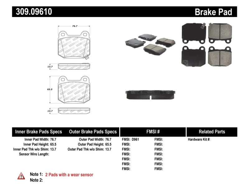 stoptech_309.09610-6794ffd37c8b7 StopTech Performance ST-22 2-Piston Rear Caliper Brake Pads