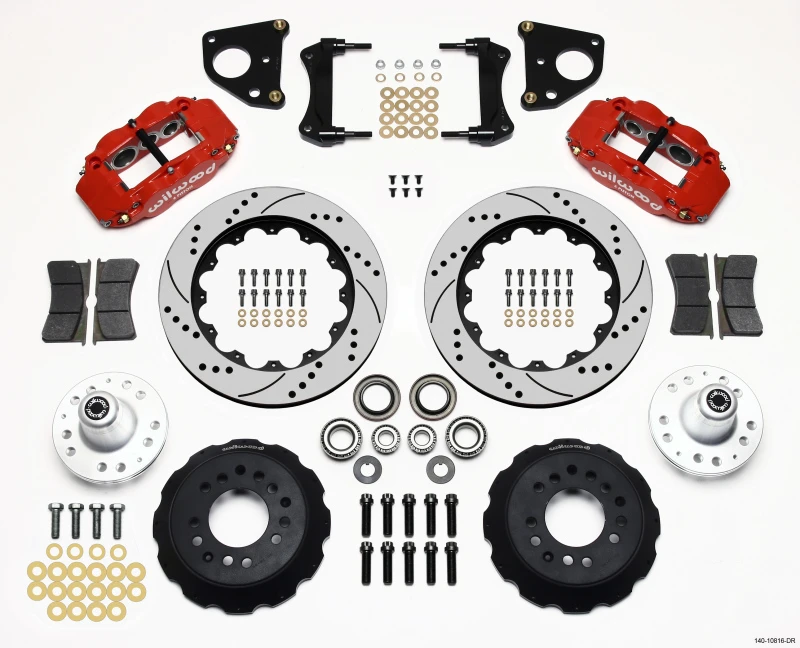 Wilwood Narrow Superlite 6R Front Hub Kit 14.00in Drill Red 62-72 CDP B & E Body-Drum