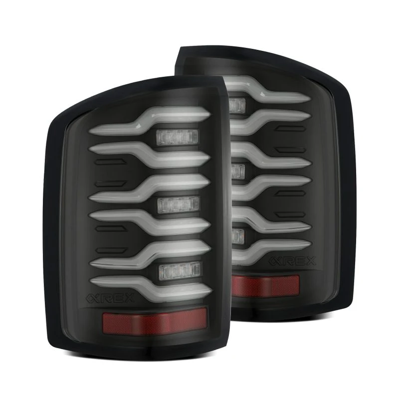 alpharex_630040-6792da9221e6c AlphaRex 14-18 GMC Sierra 1500/2500HD/3500HD LUXX-Series LED Tail Lights Blk w/Actv Light & Seq. Sig