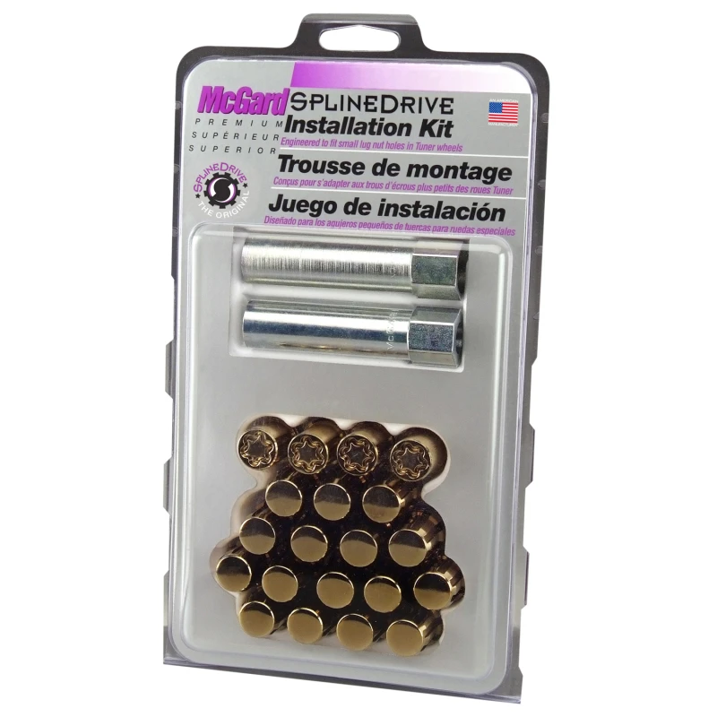 McGard SplineDrive Tuner 5-Lug-Installationskit mit Schlössern und Werkzeug (Kegel) M12x1,25 / 13/16 Hex - Gold (CS)