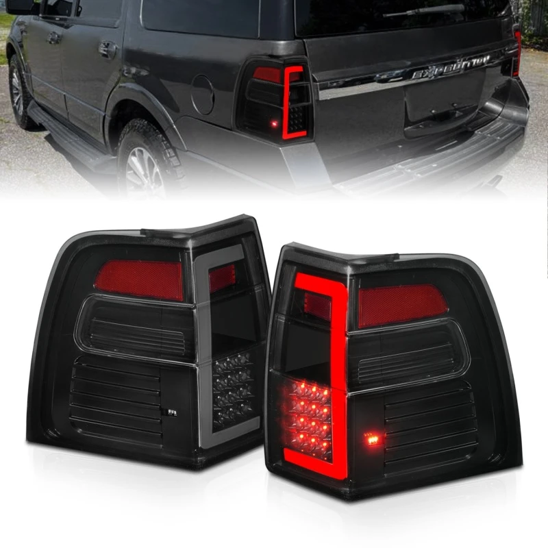 ANZO 07-17 Ford Expedition LED-Rückleuchten mit Leuchtbalken, schwarzes Gehäuse, Rauchglas