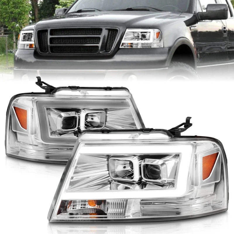 ANZO 2004-2008 Ford  F-150 Projektor-Scheinwerfer mit Lichtleiste Chrom-Gehäuse