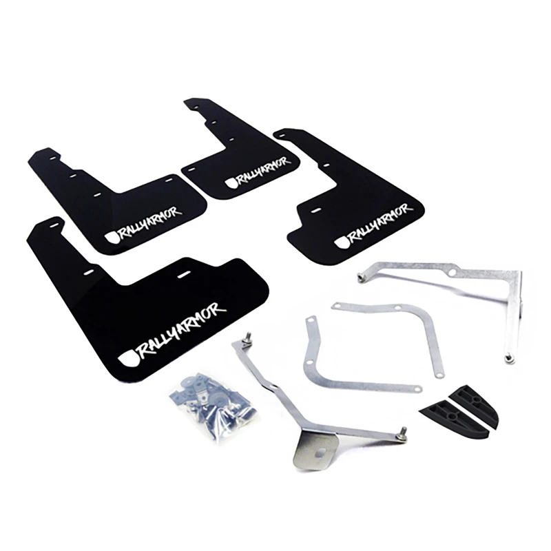 Rally Armor Schwarze Schmutzfänger Weißes geändertes Font-Logo für 15-21 Subaru WRX/STI