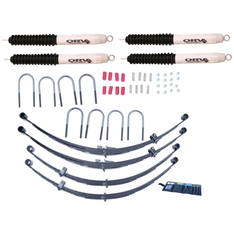 Rugged Ridge 4-Zoll-Lift-Kit mit Stoßdämpfern für Jeep CJ 55-75