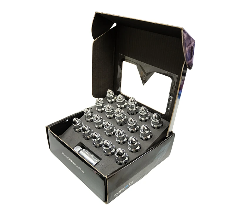 NRG 500 Series M12 X 1.5 Bullet Shape Steel Lug Nut Set – 21 Pc w/Lock Key – Silver