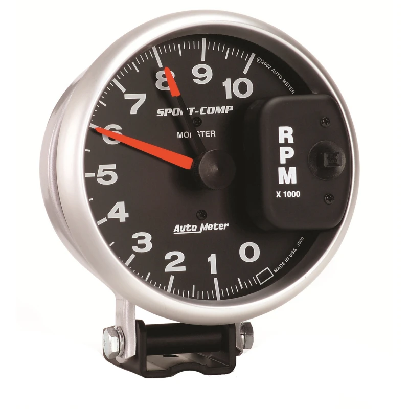 AutoMeter-Tachometer 5 Zoll 10.000 U/min Sockel mit roter Linie Sport-Comp
