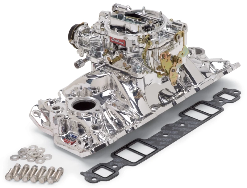 Edelbrock-Ansaugkrümmer- und Vergaser-Kit Performer RPM Air-Gap SBC 1957-1986, naturbelassen