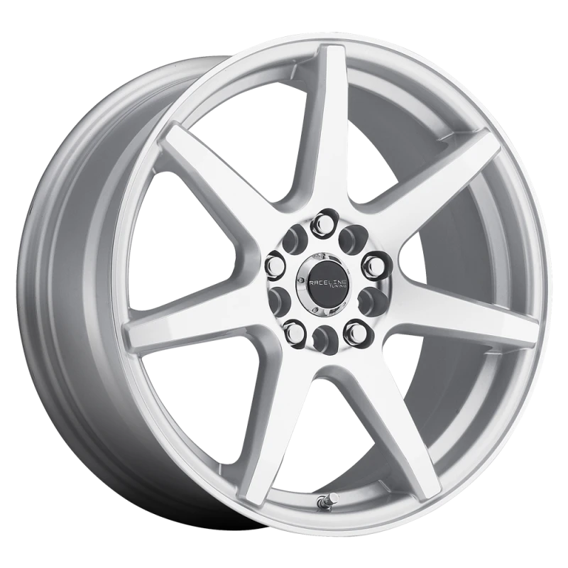 Raceline 131S Evo 16x7in / 4x100/4x108 BP / 40mm Offset / 72.62mm Bore - Silver & Machined Wheel
